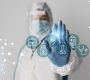 medical banner with doctor wearing equipment 90x80